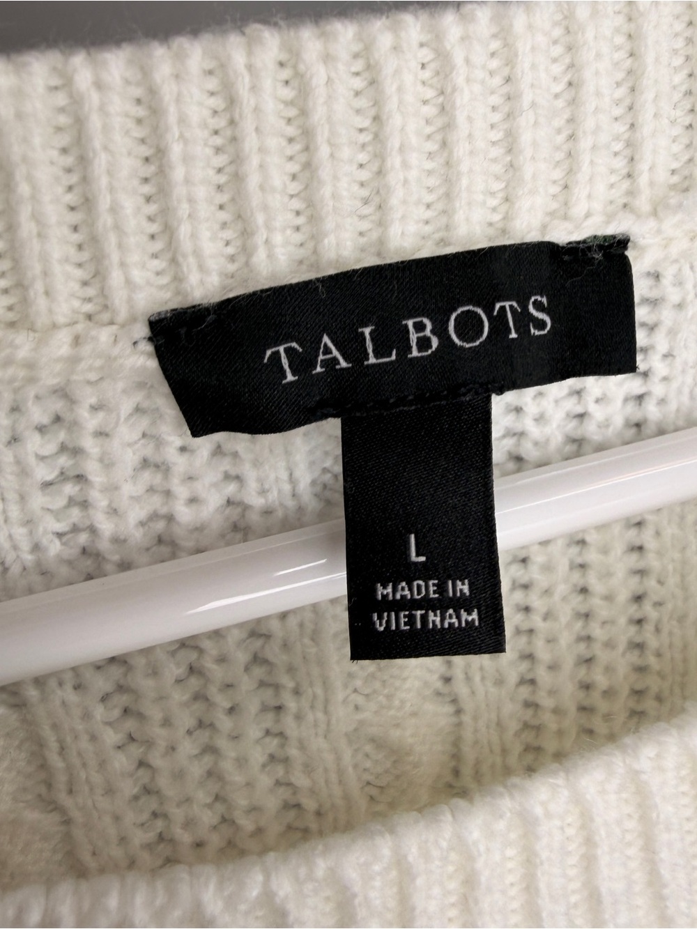 Talbots Cream Cable Knit Button-Shoulder Sweater Large - Picture 3 of 4